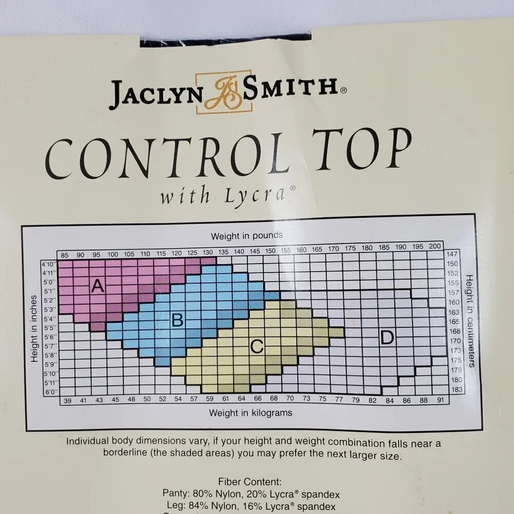 VTG Jaclyn Smith Navy Control Top Pantyhose Size A 20 Denier Sandalfoot